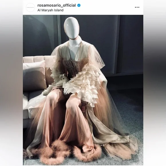 Rosamosario 100% Silk Satin and Chantilly French Lace Camisole Nude and Blue - Picture 13 of 17